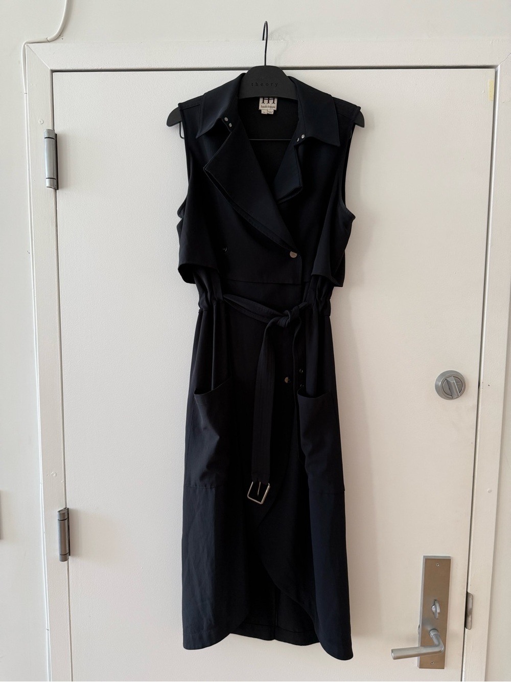 Haute Hippie Sleeveless Black Trench Dress with Belt